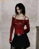  Áo Tay Dài Bad Blood Saint Blood Off Shoulder Top w-tee25-018 - Đỏ 