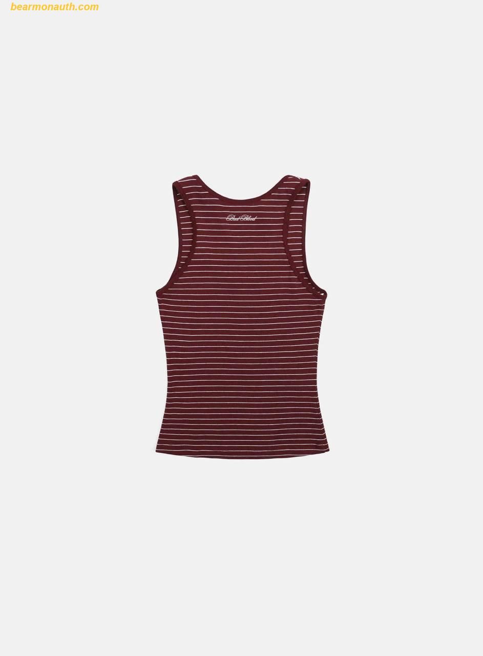 ◆BADBLOOD◆ Beyond Soft Tank 3 Stripe Wine w-tnk25-004 Áo BAD BLOOD Beyond Soft Tank 3 - Stripe Wine w-tnk25-004
