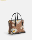  Túi Xách Coach Mollie Tote Bag 25 In Signature Canvas With Floral Print - CZ592 - Nâu Logo 