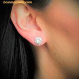  Khuyên Tai SWAROVSKI Angelic stud earrings, Round cut, White, Rhodium plated SKU 1081942 