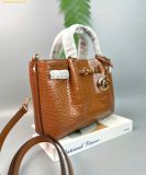  Túi Xách Michael Kors MK Carson Small Crocodile Embossed Satchel - Nâu 