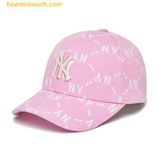 Mũ MLB Monogram Diamond Structure Ball Cap New York Yankees 3ACPM032N-50PKS Màu Hồng 