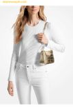  Túi Xách Michael Kors MK Empire Medium Metallic Crocodile Embossed Leather Chain-Link Pochette màu vàng 