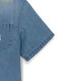  Áo Somi Crop Denim MLB Women's Varsity Logo Crop Short Sleeve Denim Shirt New York Yankees 3FDRV0253-50BLL Màu Xanh 