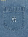  Áo Somi Crop Denim MLB Women's Varsity Logo Crop Short Sleeve Denim Shirt New York Yankees 3FDRV0253-50BLL Màu Xanh 