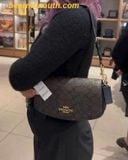  Túi Đeo Vai Coach Andrea Small Shoulder Bag In Signature Canvas CV973 Màu Nâu Logo Size 24 