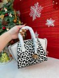  Túi Xách Michael Kors MK Avril Extra-Small Cheetah Print Calf Hair and Leather Satchel Trắng Da Beo 