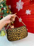  Túi Đeo Vai Michael Kors MK Carmela Small Cheetah Print Calf Hair and Leather Satchel Màu Đen Da Beo 