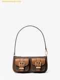  Túi Đeo Vai Michael Kors Mk Small Zoe clutch bag with exclusive logo Màu Nâu Logo 