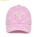  Mũ MLB Monogram Diamond Structure Ball Cap New York Yankees 3ACPM032N-50PKS Màu Hồng 