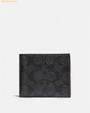 Ví Coach Nam 3 In 1 Wallet In Signature Canvas Đen Logo 