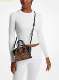  Túi Xách Michael Kors MK Avril Extra-Small Cheetah Print Calf Hair and Leather Satchel  Đen Da Beo 