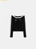 Áo Tay Dài Bad Blood Classic Logo Off-Shoulder Top Black w-tee25-009