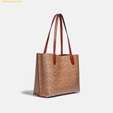  Túi Tote Coach Willow Tote Bag In Signature Canvas Nâu Logo 