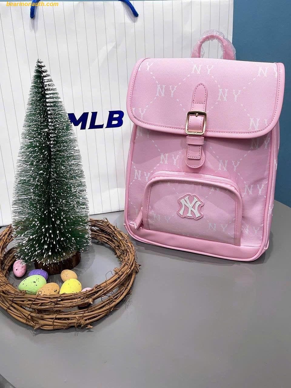  Balo MLB Jacquard Diamond Monogram Beige 7ABKMD45N-50PKL - Hồng 