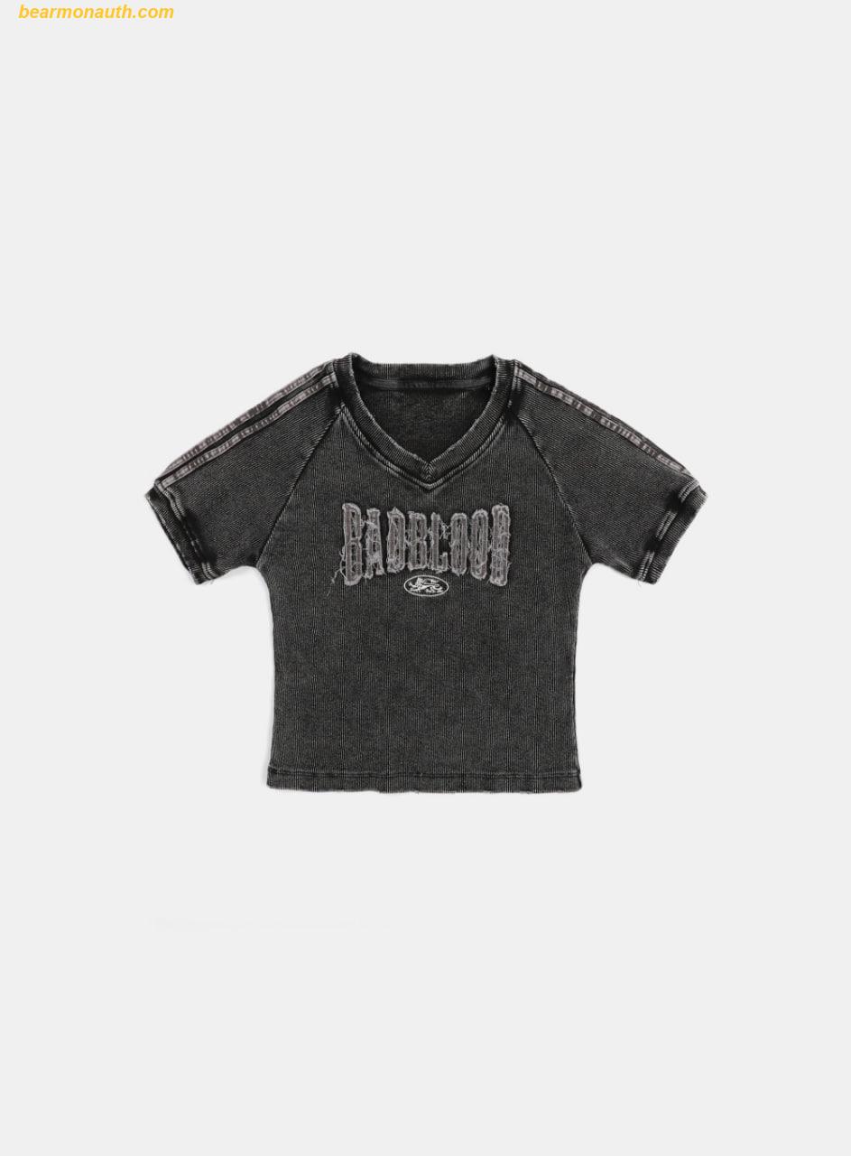 ★BADBLOOD★ Rusty Denim V-Neck T-Shirt Blue Spring Drop #2 2/25 6pm[KST] badbloodstores.com Rusty Denim