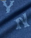  Áo Sơ Mi MLB Basic Multi Mega Logo Print Short Sleeve Denim Shirt NY (Indigo) 3ADRB0243-50INS 