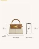  Túi Xách JW PEI Elise Top Handle Bag - Brown Canvas Màu Trắng Kem Size 20 