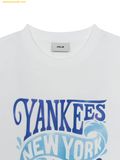  Áo Phông MLB Summer Letter Graphic Overfit Short Sleeve T-Shirt New York Yankees 3ATSX0553-50WHS Trắng 