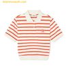 Áo Polo MLB Short Sleeves Logo Polos Varsity New York Yankees 3FPQV0143-50CRSL Trắng Kẻ cam