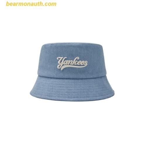  Mũ Bucket MLB Unisex Cursive Lettering Denim Bucket Hat New York Yankees 3AHTVD14N-50BLL - Xanh Nhạt 