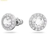  Khuyên Tai SWAROVSKI Angelic stud earrings, Round cut, White, Rhodium plated SKU 1081942 