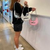  Túi Đeo Vai Marc Jacobs Mini Crescent Crinkle Leather Crossbody Bag - Trắng 