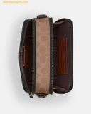  Túi Đeo Chéo Coach Wyatt Crossbody Bag In Blocked Signature Canvas Màu Nâu Tối Logo 