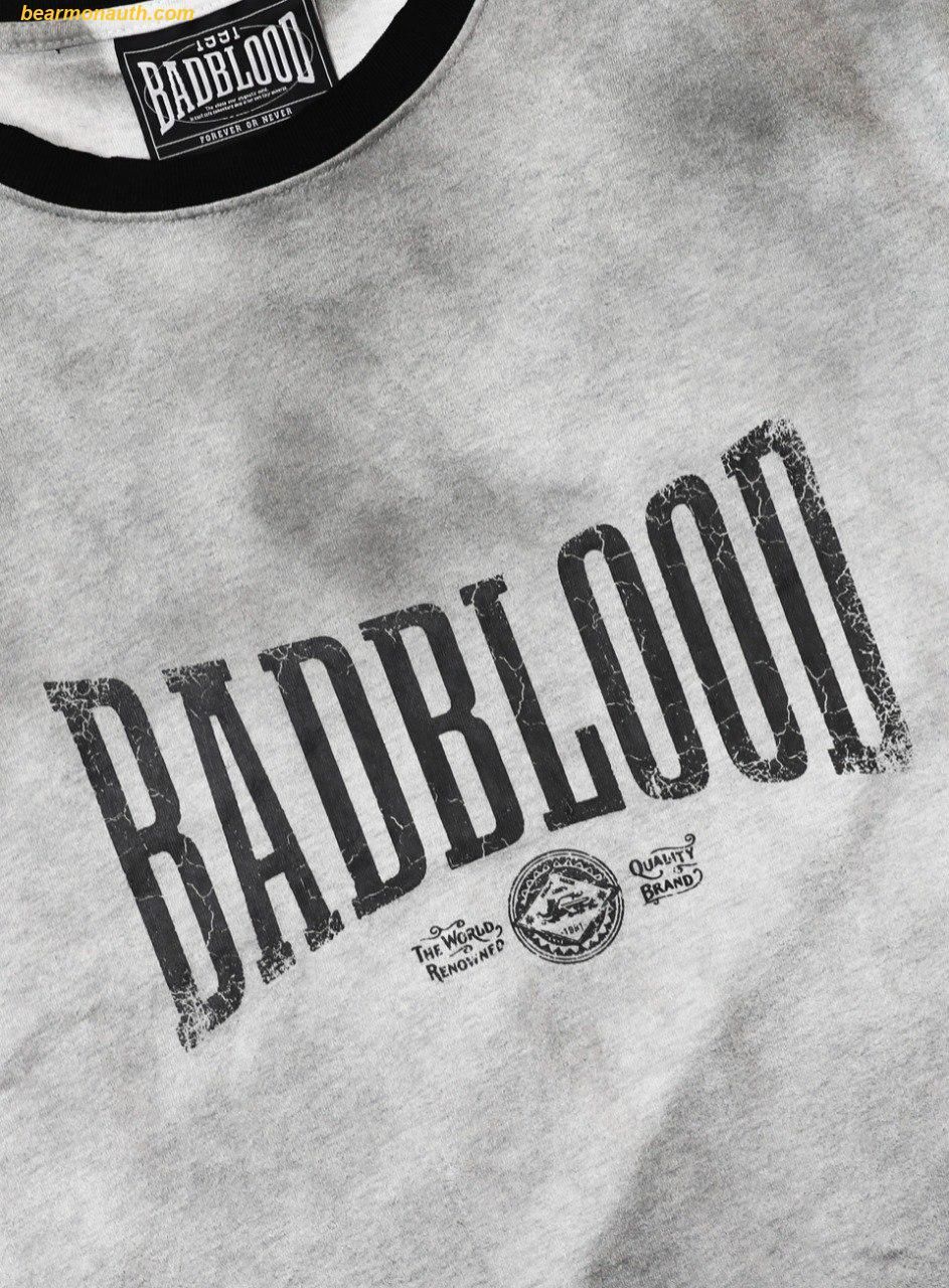 【BADBLOOD】Curved Logo Dusty Ringer T-Shirt ★男女共用★ Áo Bad Blood Curved Logo Dusty Ringer T-Shirt - White w