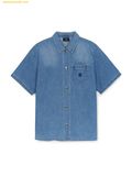  Áo Somi Denim MLB Varsity Logo Short Sleeve Denim Shirt New York Yankees 3ADRV0253-50BLL Màu Xanh 