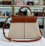  Túi Xách JW PEI Elise Large Top Handle Bag - Brown Canvas Size 28 