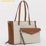  Túi Tote Michael Kors MK Logo Tote Bag New Arrivals Màu Trắng Logo 