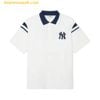 Áo Polo MLB Overfit Varsity New York Yankees 3APQV0143-50IVS Màu Trắng