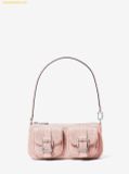  Túi Đeo Vai Michael Kors MK Zoe Small Washed Denim Pochette Màu Hồng 