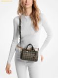  Túi Trống Michael Kors MK Grayson Small Metallic Empire Monogram Duffel Crossbody Bag - Màu đen logo ánh kim 