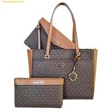  Túi Tote Michael Kors MK Logo Tote Bag Màu Nâu Logo 
