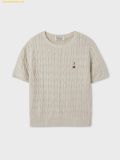  Áo Sweater WHOAU Steve Round neck Melange Cable Sweater Cổ Tròn WHKAF2401F Màu Xám 