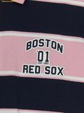  Áo Polo MLB Varsity Stripe Overfit Collar T-Shirt Boston Red Sox 3APQV0253-43PKM Màu Hồng Đen 
