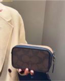  Túi Đeo Chéo Coach Wyatt Crossbody Bag In Blocked Signature Canvas Màu Nâu Tối Logo 