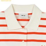  Áo Polo MLB Short Sleeves Logo Polos Varsity New York Yankees 3FPQV0143-50CRSL Trắng Kẻ cam 