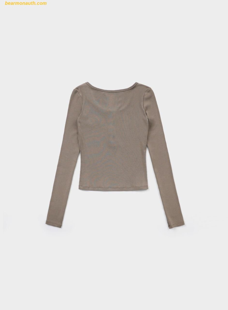 BADBLOOD]Beyond Soft Henley Neck Long Sleeve - Tobacco