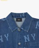  Áo Sơ Mi MLB Basic Multi Mega Logo Print Short Sleeve Denim Shirt NY (Indigo) 3ADRB0243-50INS 