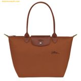  Túi Xách LongChamp Le Pliage Green M Tote Bag Cognac - Recycled Canvas 