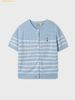 Áo Cardigan WHOAU Steve Round Neck Tay Ngắn WHCKF2401F - Màu Xanh Sọc Trắng