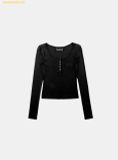  Áo Tay Dài Bad Blood Beyond Soft Henley Neck Long Sleeve Black w-tee24-087 