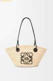  Túi Xách LOEWE Small Anagram Basket bag in iraca palm and calfskin Beige 