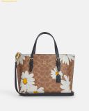  Túi Xách Coach Mollie Tote Bag 25 In Signature Canvas With Floral Print - CZ592 - Nâu Logo 