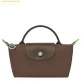  Túi Xách LongChamp Le Pliage Green Pouch With Handle Terra - Recycled Canvas Size Mini 