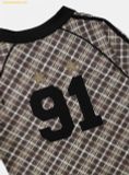  Áo Phông Bad Blood Vintage Club V-Neck Check T-Shirt - Nâu w-tee25-023 