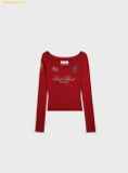  Áo Tay Dài Bad Blood Saint Blood Off Shoulder Top w-tee25-018 - Đỏ 